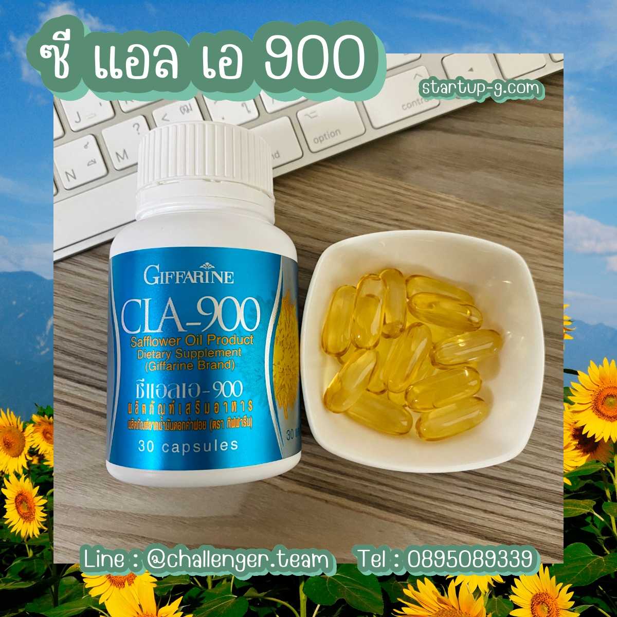 🌻 ซี แอล เอ 900 CLA-900 🌻  ผลิตภัณฑ์เสริมอาหาร ผลิตภัณฑ์จากนํ้ามันดอกคำฝอย ตรา กิฟฟารีน Giffarine