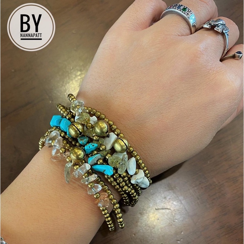 สร้อยข้อมือ แฮนด์เมด ใส่หินแตกสีมงคล มินิมอล พกพาสะดวก