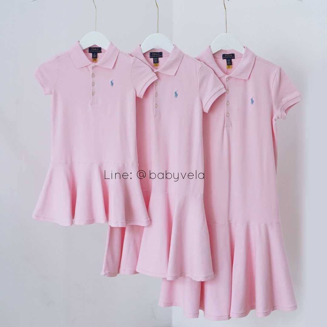 Girls Stretch Mesh Polo Dress (Carmel Pink)