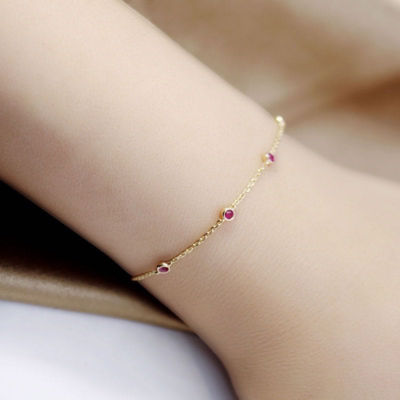 ♡สร้อยข้อมือรูบี้ [elegant collection] พลอยรูบี้ขนาดเล็กรอบเส้น