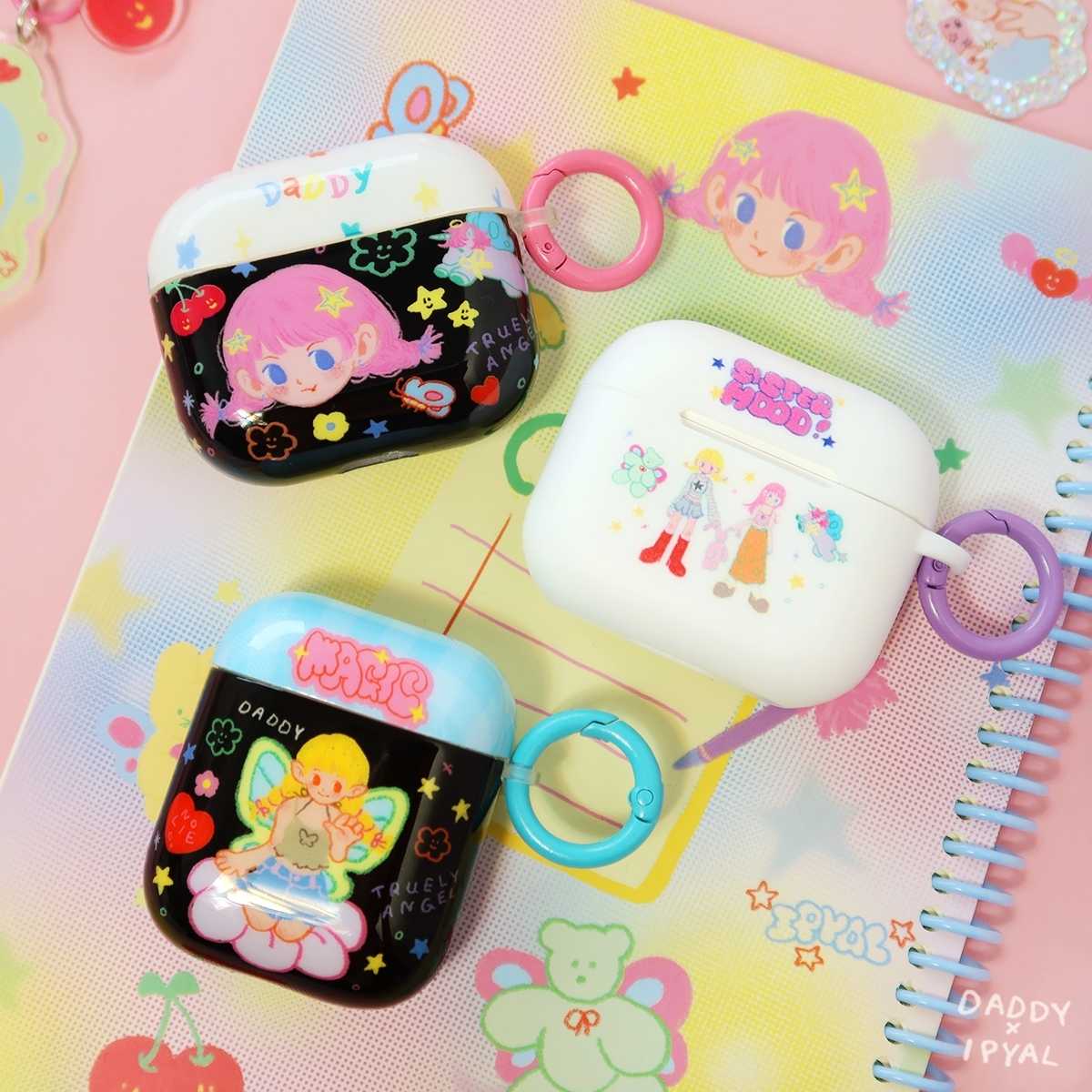 IPYAL x Daddy Air Pods Case เคสซิลิโคนแข็ง พร้อมห่วงเหล็กห้อยน่ารักๆ พิเศษพิมพ์ลายรอบเคส
