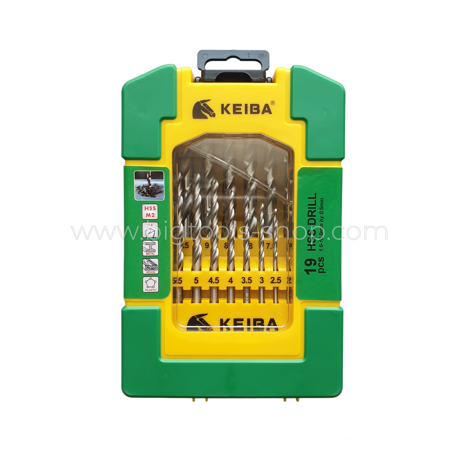 Keiba : ดอกสว่าน ไฮสปีด HSS เจาะเหล็ก/ไม้/พลาสติก ชุด 19 ตัว ขนาด 1-10 มม. (KE-2503005)