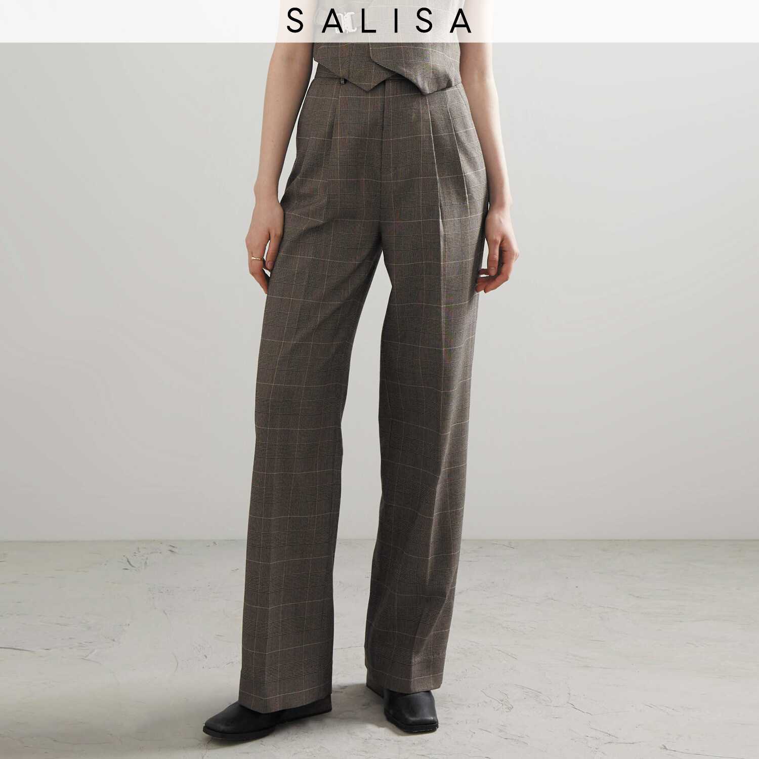 PANTS PF23 Pleated High Waist Plaid