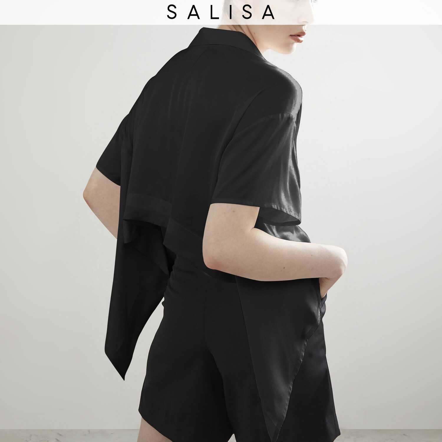 SHIRT PF23 Cropped Satin Modal Black