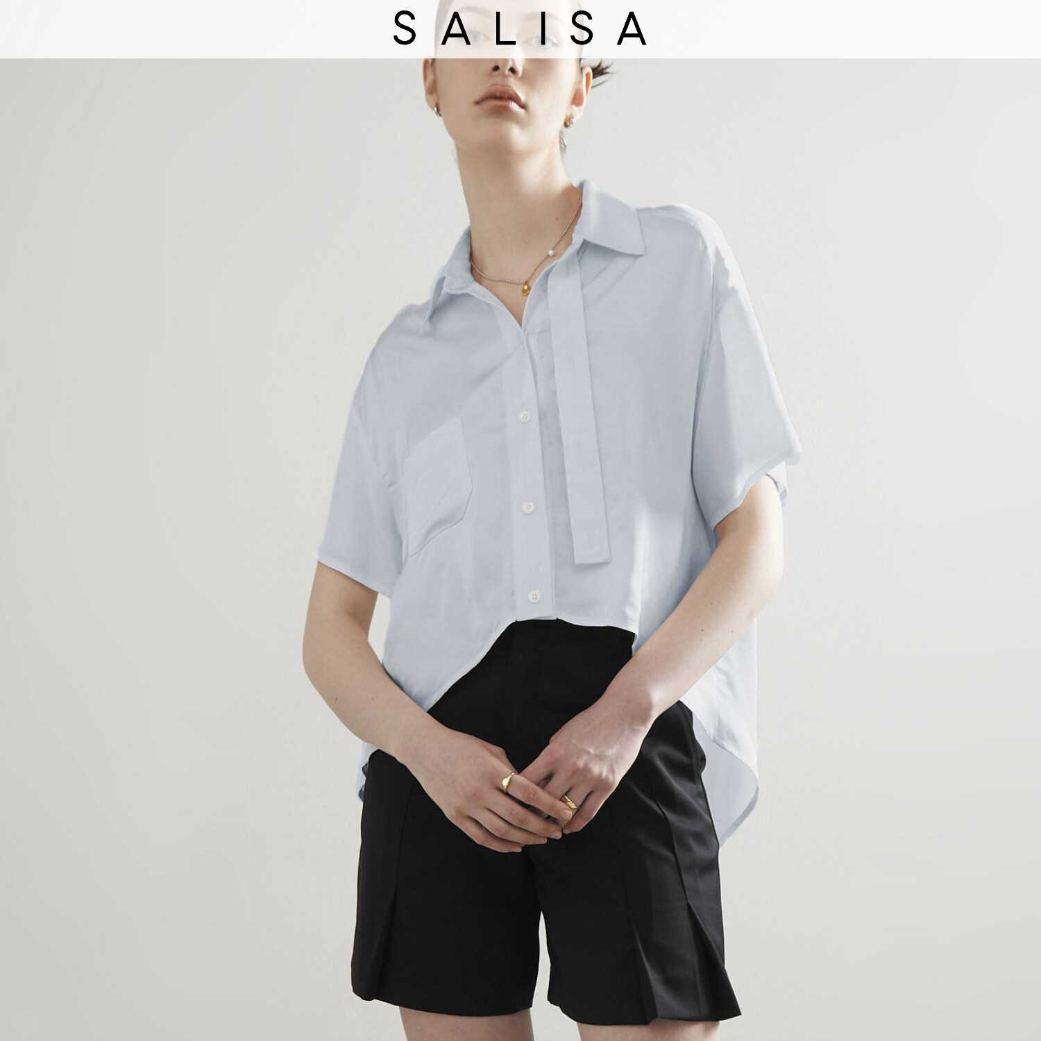 SALISA - SHIRT PF23 Cropped Satin Modal Cloud
