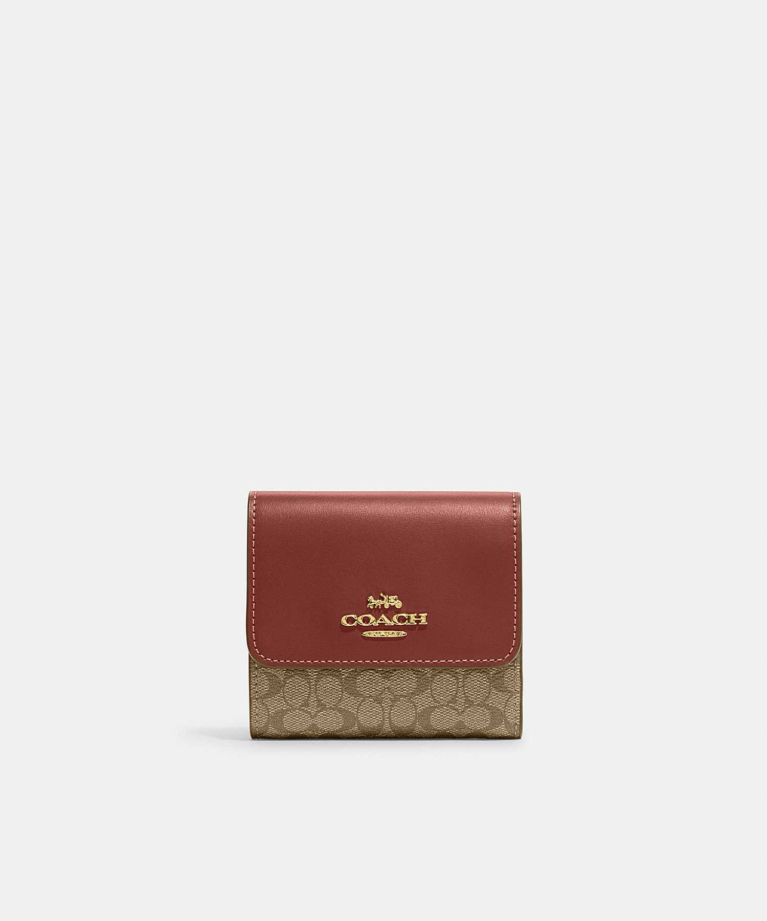 COACH SMALL TRIFOLD WALLET IN COLORBLOCK SIGNATURE CANVAS CF369 IMS4L