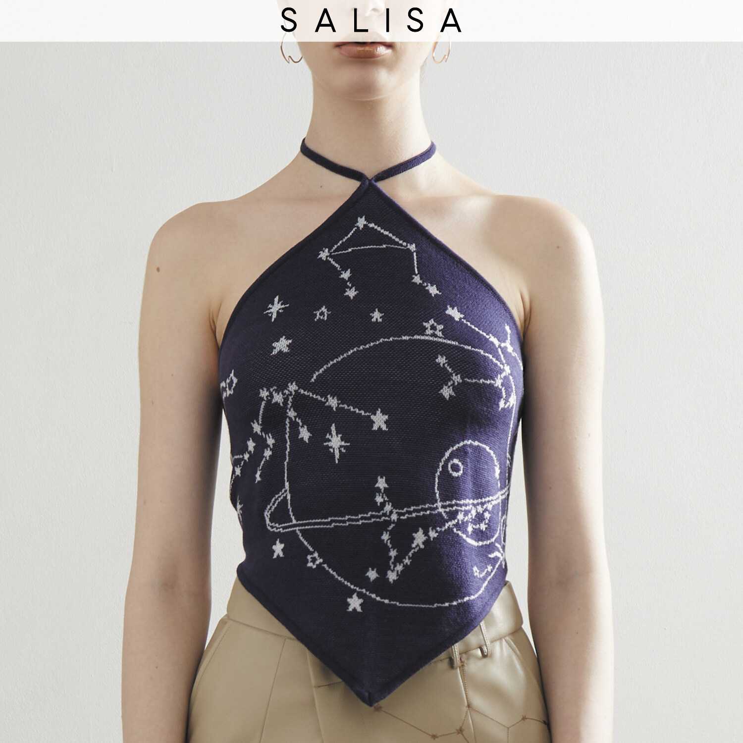 HALTER KNIT PF23 Tie Back Navy