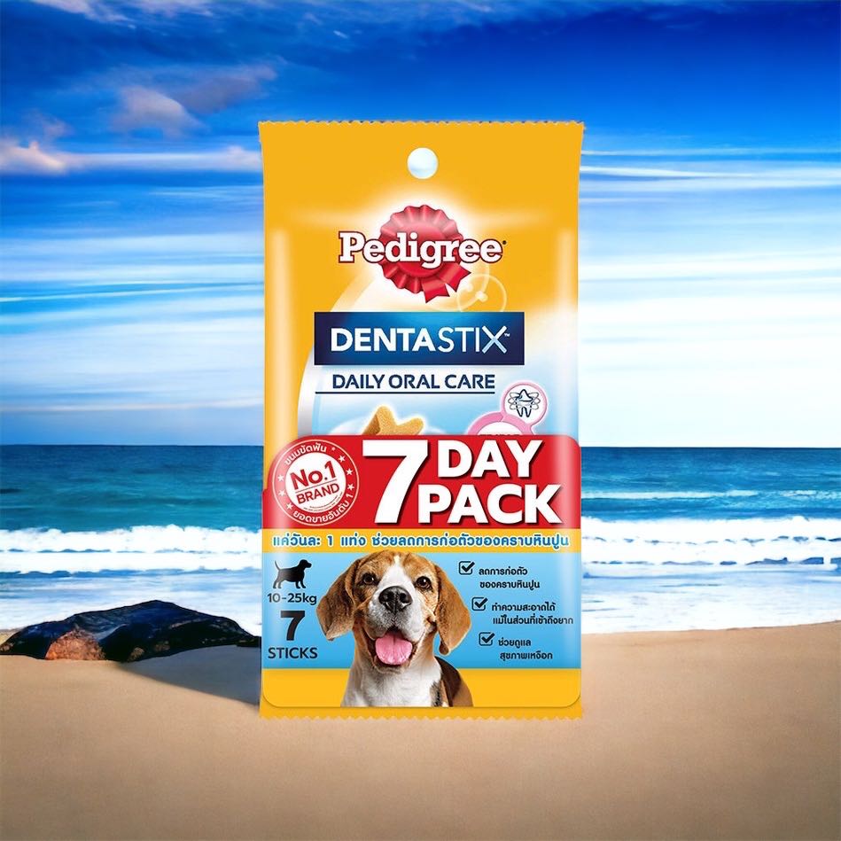 (7sticks)PEDIGREE เพดดิกรี เดนต้าสติก สำหรับสุนัขพันธุ์กลาง , 180 ก. ขนมขัดฟันสำหรับสุนัข