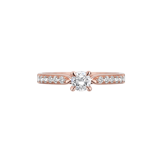 City Light Solitaire Diamond Ring with Pavé shank