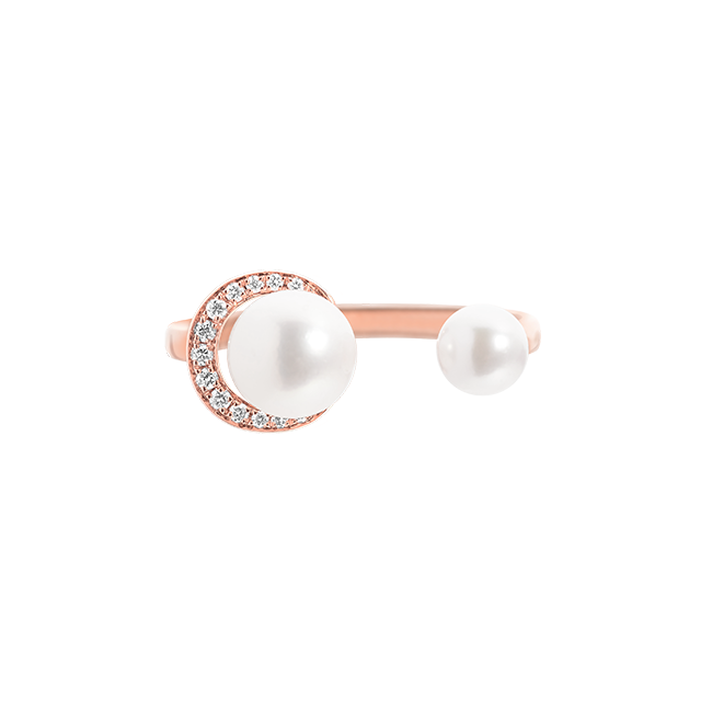 Double Bubbly Pearl and Diamond Ring