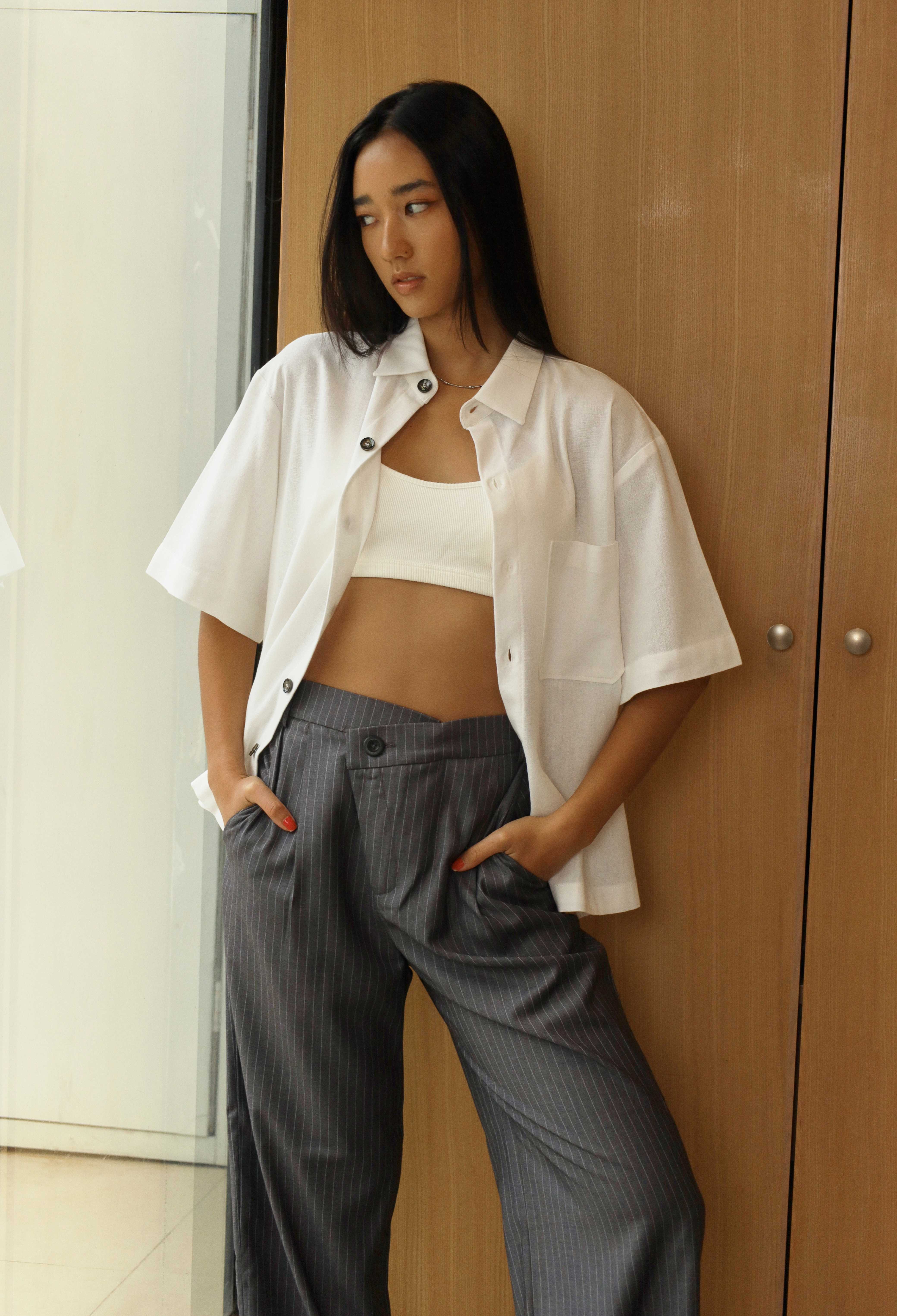 RUMON OFFICIAL- Short Sleeve Linen Oversize Shirt