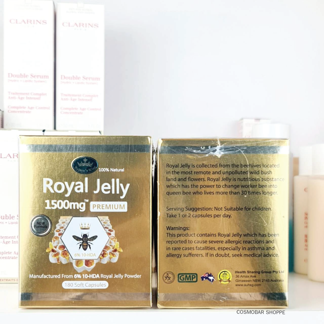 [หมดอายุ 05/2025] ลดความเครียด Nature's King - Royal Jelly 1500mg Premium 180 soft capsules.