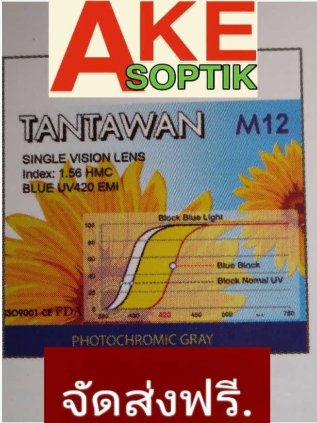 Akesoptikเลนส์แว่นตาบลูเปลี่ยนสีเทาดำฮาร์ทมัลติโค๊ตUV420 HMC BLUE แจ้งค่าสายตาทางข้อความครับ((