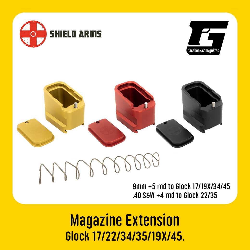 Shield Arms Magazine Extension +5/+4 Glock 17/22/34/35/19X/45.