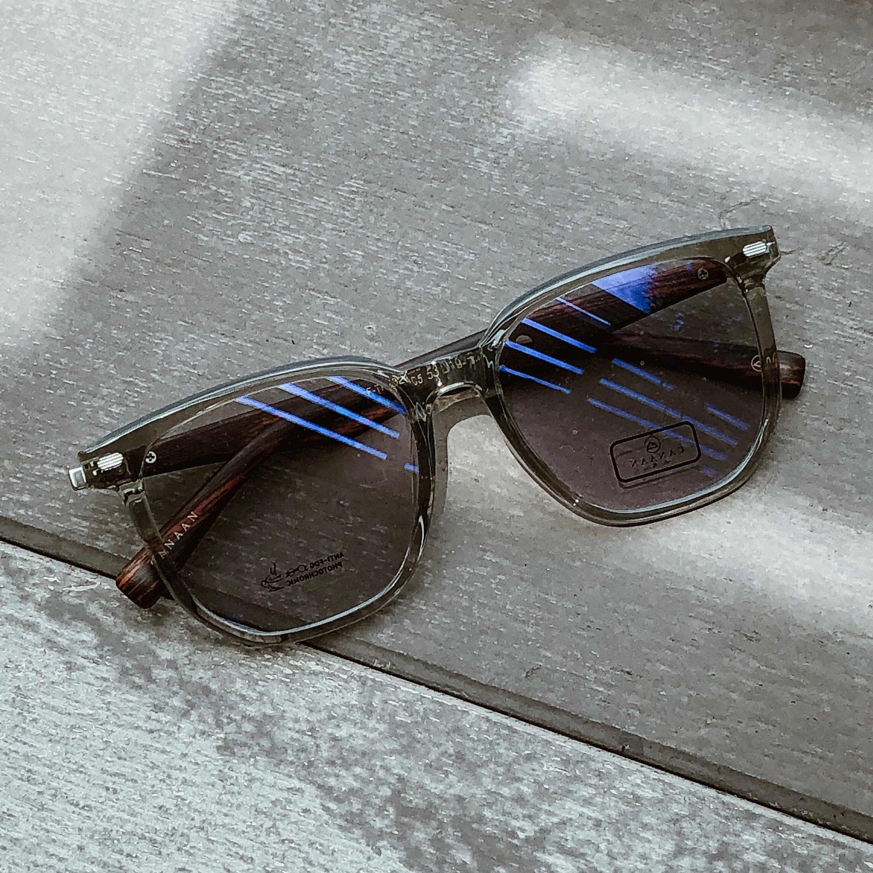 CN Vintage Wood แว่นเลนส์กรอกแสง ออโต้ บลูบล็อค หน้าใหญ่ หน้ากว้าง หน้ากลาง