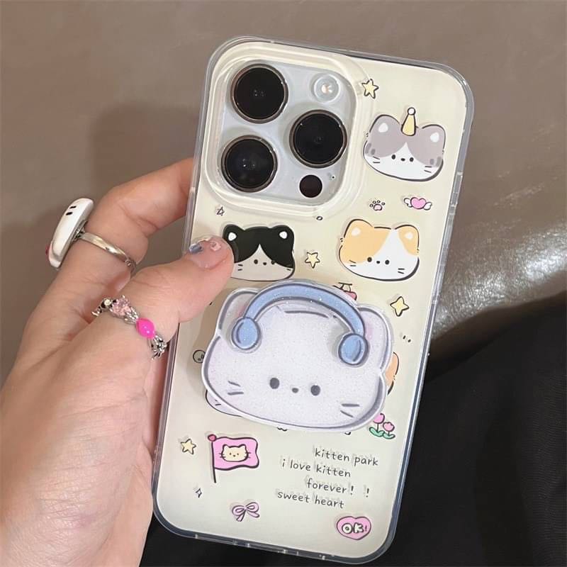 สอบถามก่อนกดสั่ง เคสแมว ขอบนิ่ม ผิวเงา holder griptok ไอริง เคสแข็ง เคสลายแมว เคสไอโฟน เคสiPhone