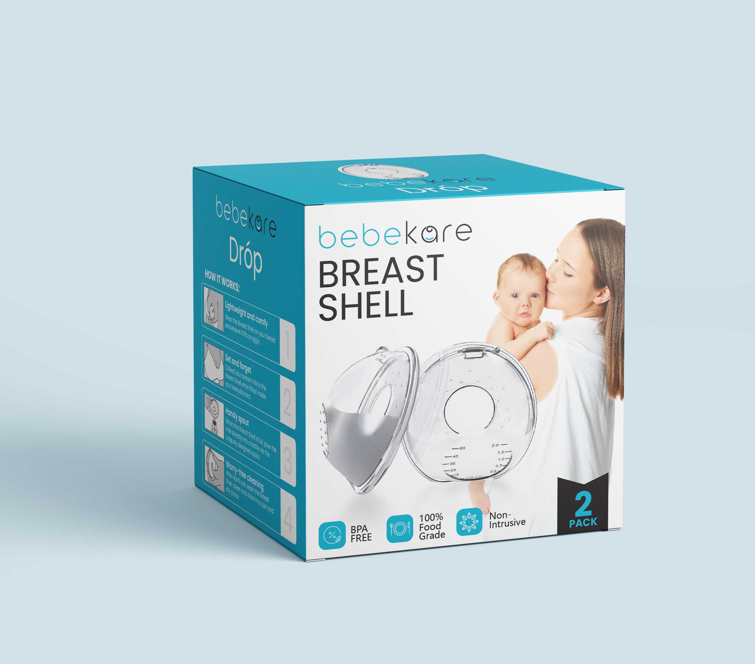 Bebekare DROP Breast Shell - ที่เก็บน้ำนม ซิลิโคนรองรับน้ำนม  2 ชิ้น
