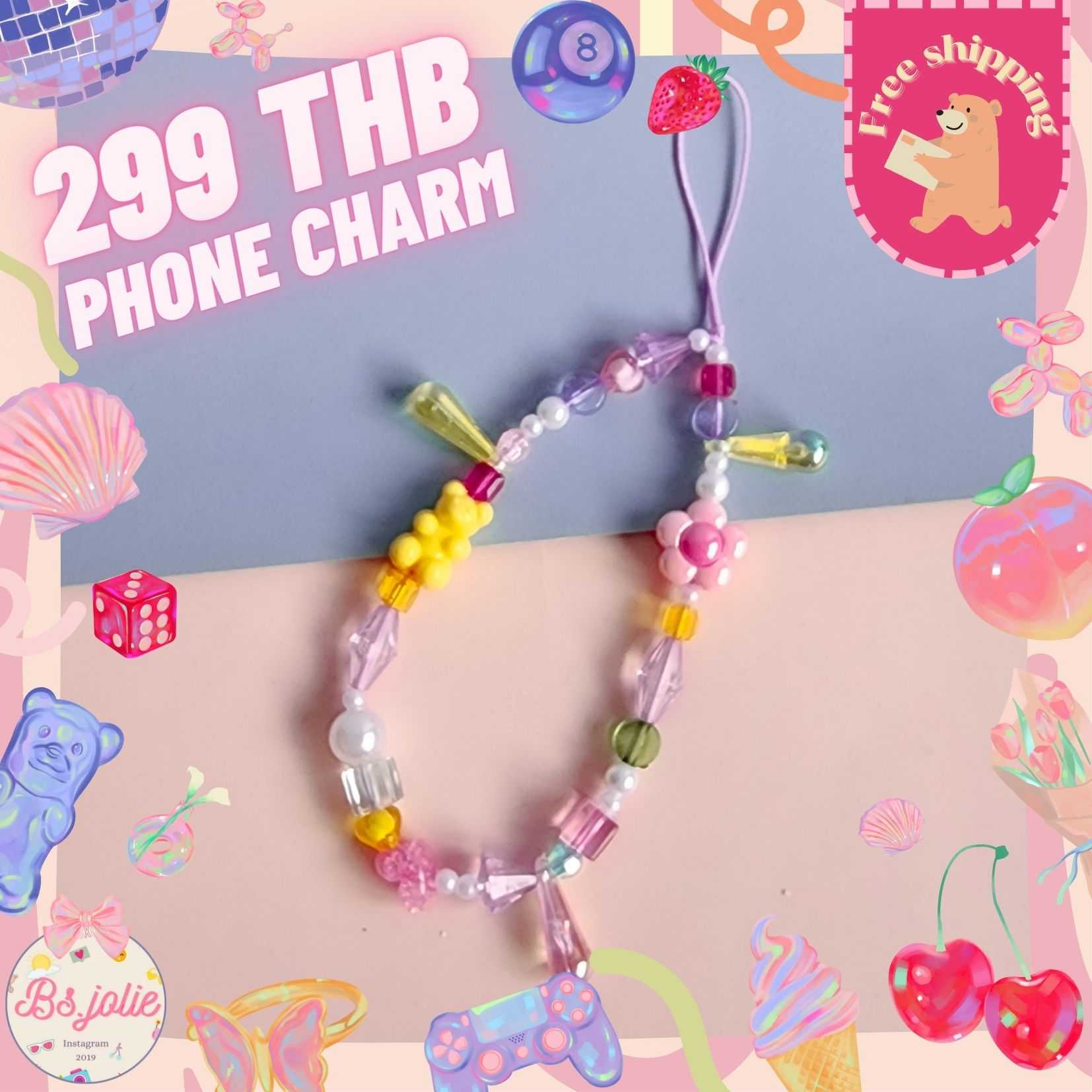 Phone charm จี้ลูกปัดหยดน้ำคริสตัล