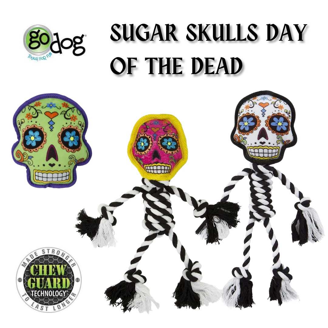 goDog Sugar Skulls Day of The Dead Squeaky  ของเล่นสุนัข สินค้านำเข้าโดยร้าน Goodie Dogs