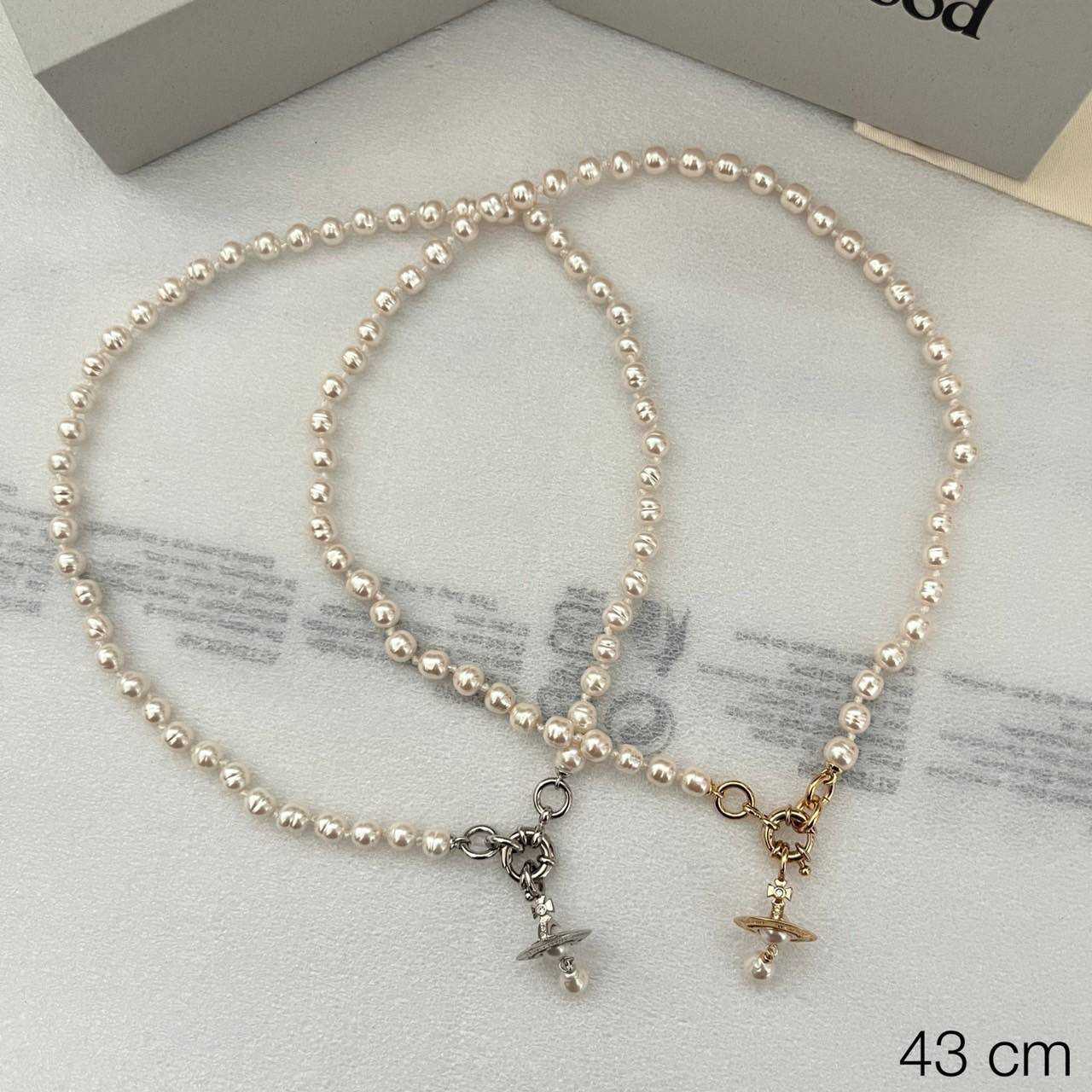 New Vivienne westwood📌(ทักเชทก่อนสั่งซื้อ)   Aleksa pearl necklace 43cm  เงิน ทอง 