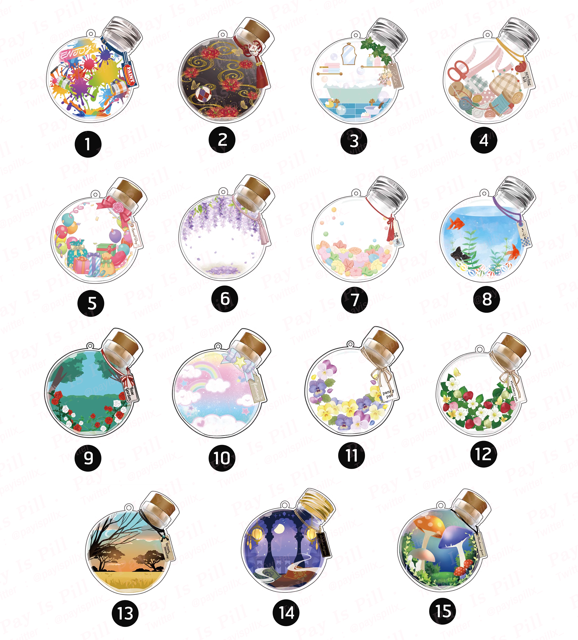 Pre order  เคส PVC กันรอยรูปขวดโหล / ที่ใส่ด่อง สแตนดี้จิ๋ว พวงกุญแจ คียริงค์  (ลาย1 - 15)
