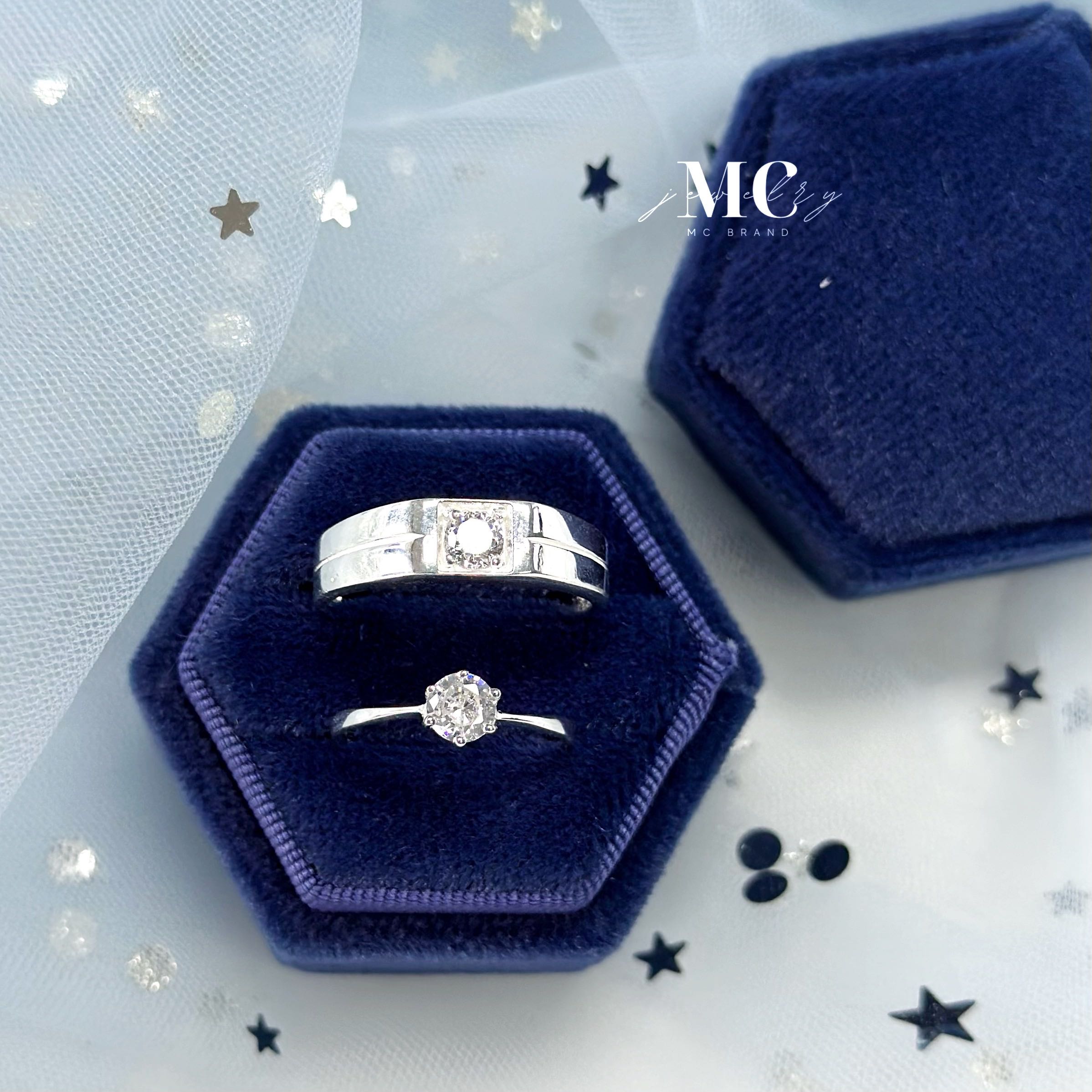 แหวนคู่เงินเเท้,เงินชุปทองคำขาวรุ่นOwen.Ariana💍💖✅สลักชื่อฟรี🤍ไม่ลอกไม่แพ้ ✨ฟรีกล่องจิวและผ้าเช็ด✨