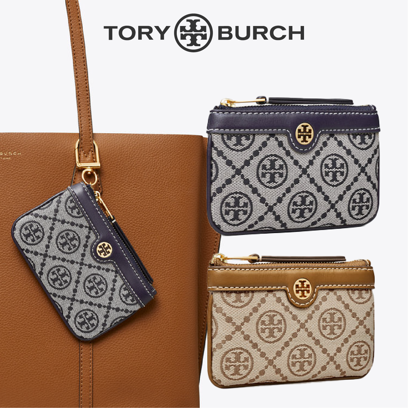 Tory burch monogram card case keyring cheap