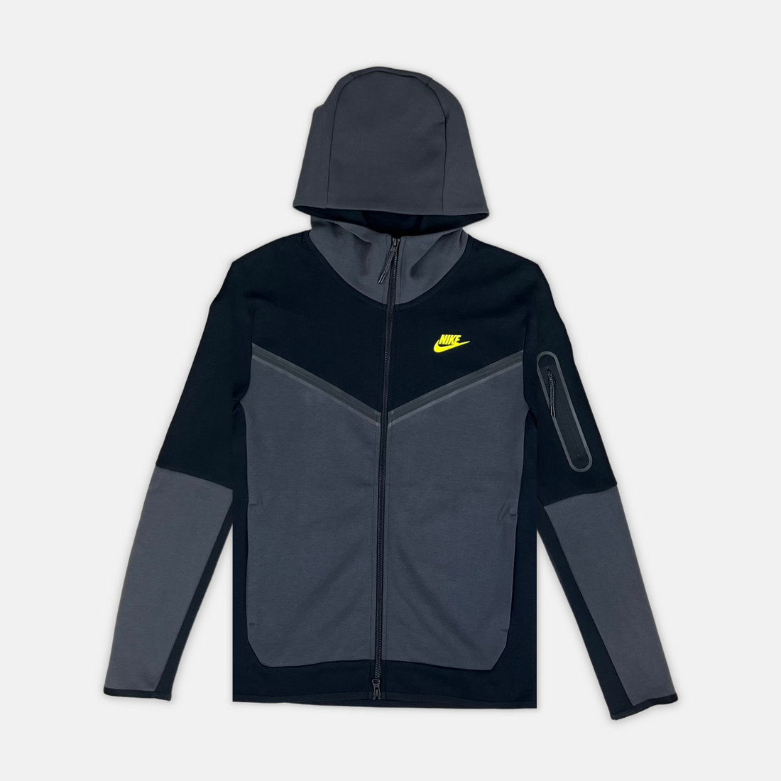 NIKE TECH FLEECE HOODIE - BLACK / ANTHRACITE / VOLT (NEW SEASON)