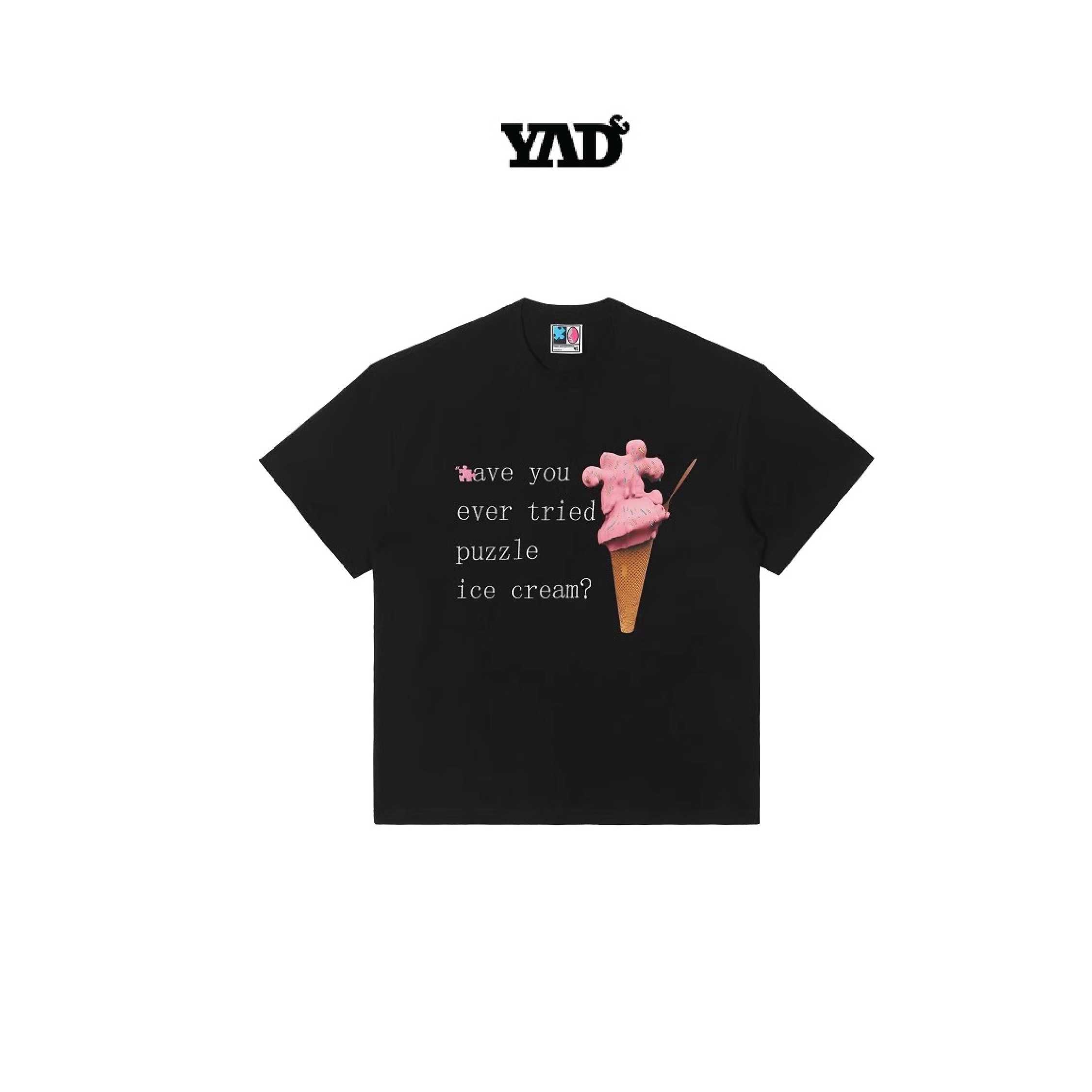 YADcrew ice cream jigsaw embroidery core short-sleeved cotton T-shirt