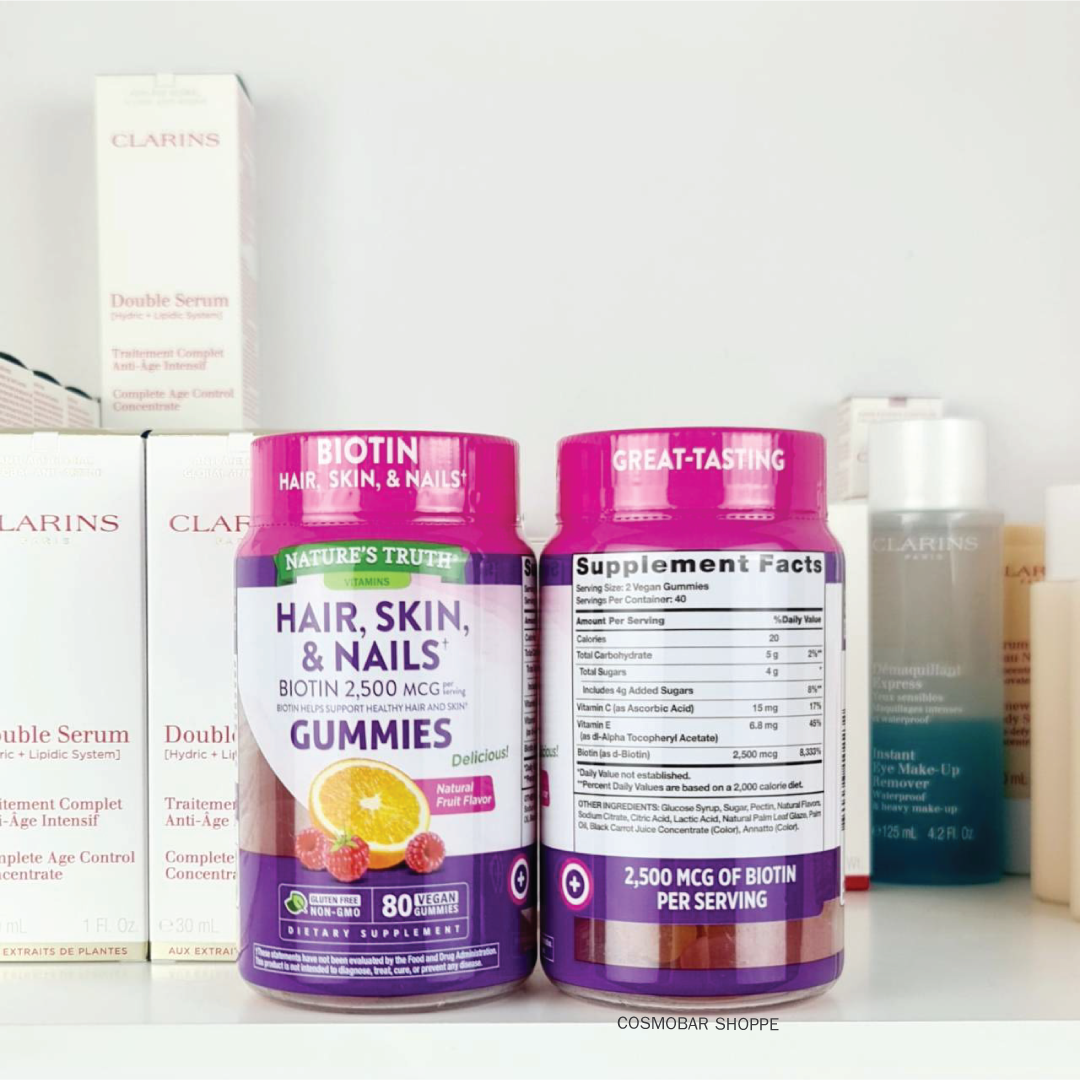 [หมดอายุ 03/2025] ผมเล็บ Nature's Truth - Hair,Skin,&Nails Biotin 2,500 MCG Gummies Fruit 80 gummies