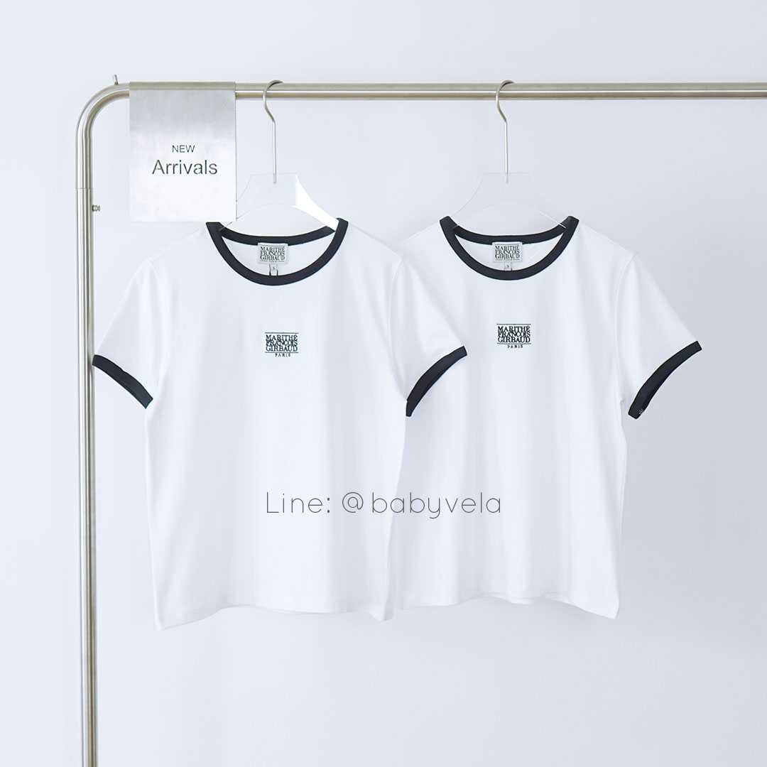 Marithe W Classic Logo Ringer Tee (White)