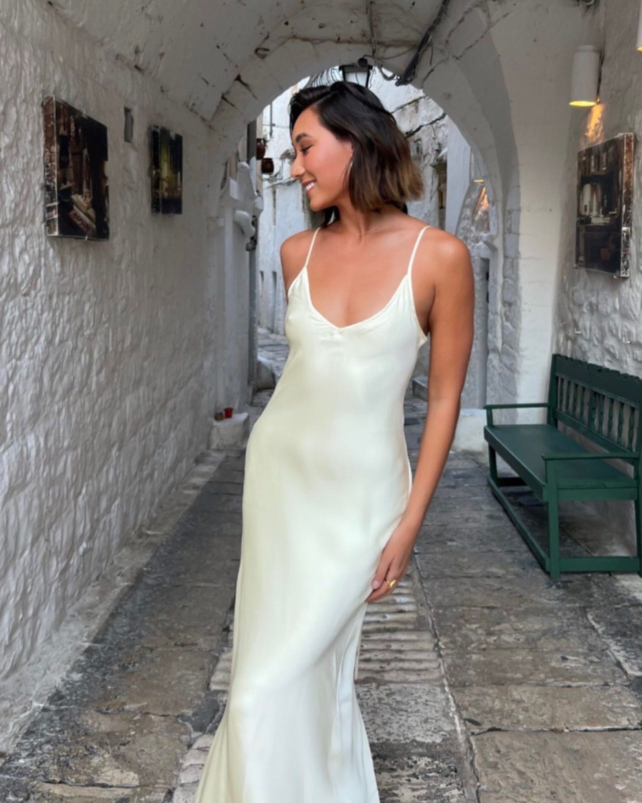 Exclusive Silky Maxi Dress (pearl) 