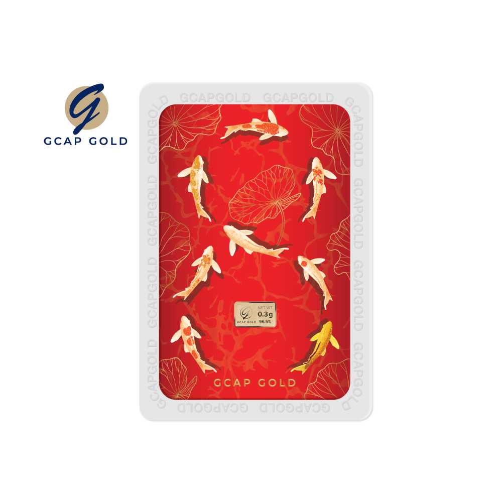 GCAP GOLD ทองคำแท่ง 0.3 กรัม ลาย ปลาคาร์ปมงคล ทองคำ 96.50% 🚚 จัดส่งฟรี👍‍