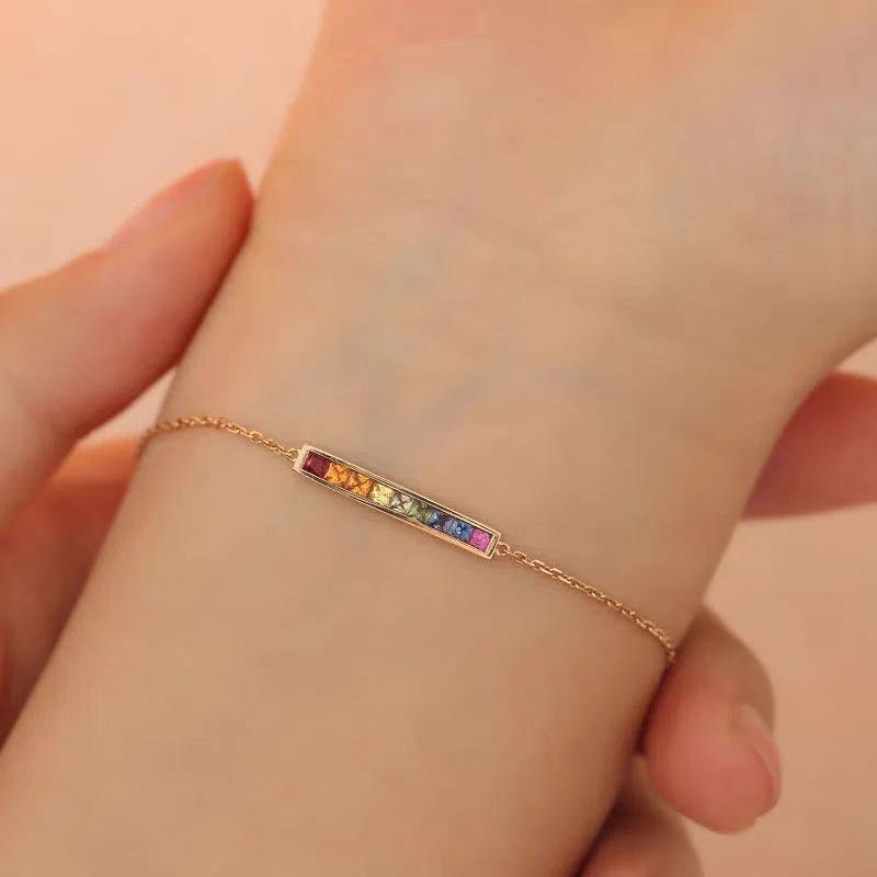 ♡สร้อยข้อมือเพชร [elegant collection] เพชรหลากสี ไล่เรียงกันเป็นสีรุ้ง สินค้าจริงสวยมากๆค่า