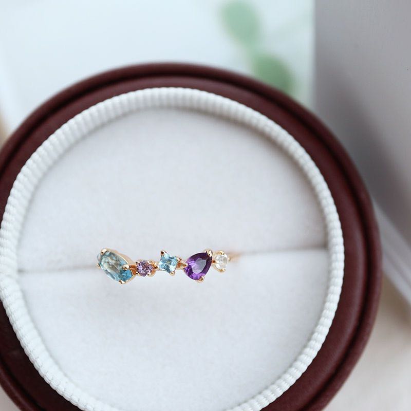 ♡แหวนพลอยพาสเทล [elegant collection] พลอยหลักม่วงฟ้าสีมิกซ์กันสุดๆ
