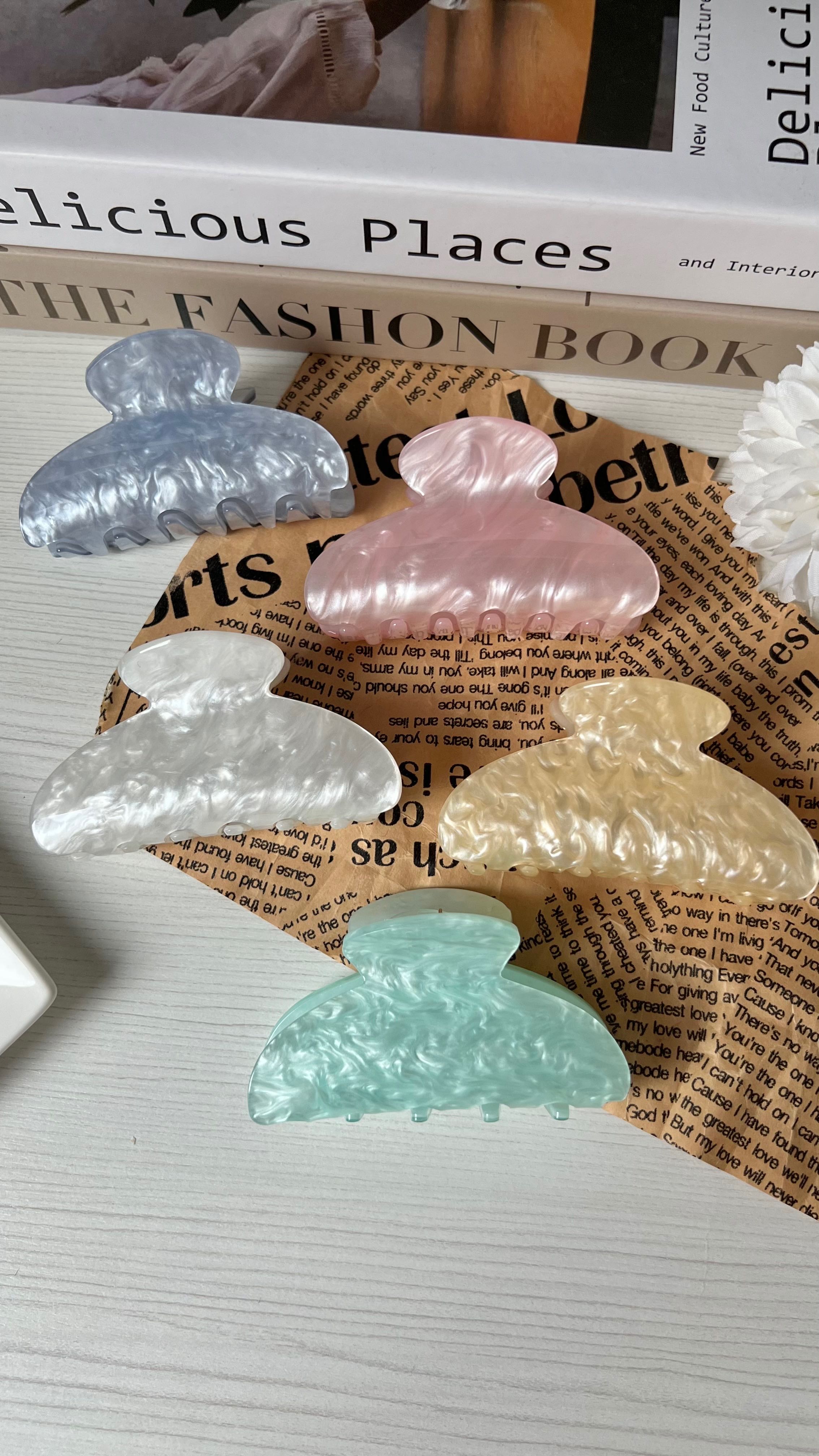 🛒 พร้อมส่ง 5 สี กิ๊บหนีบผม 8cm. marble hair claw ✨