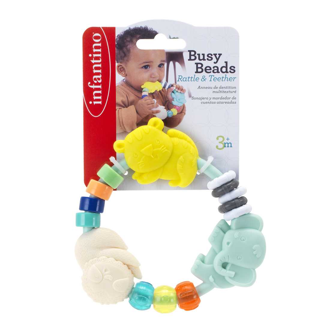 Infantino - Busy Beads Rattle & Teether : ยางกัดลูกปัด
