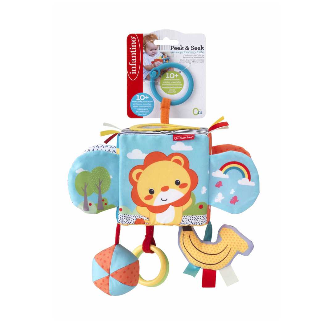 Infantino : Peek & Seek Sensory Discovery Cube – lion โมบายลูกบาศก์กิจกรรม - สิงโต