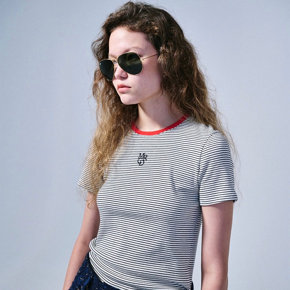 (pre,รวมส่ง) TSHIRT STRIPE SMALL LOGO MRCD /mardi mercredi