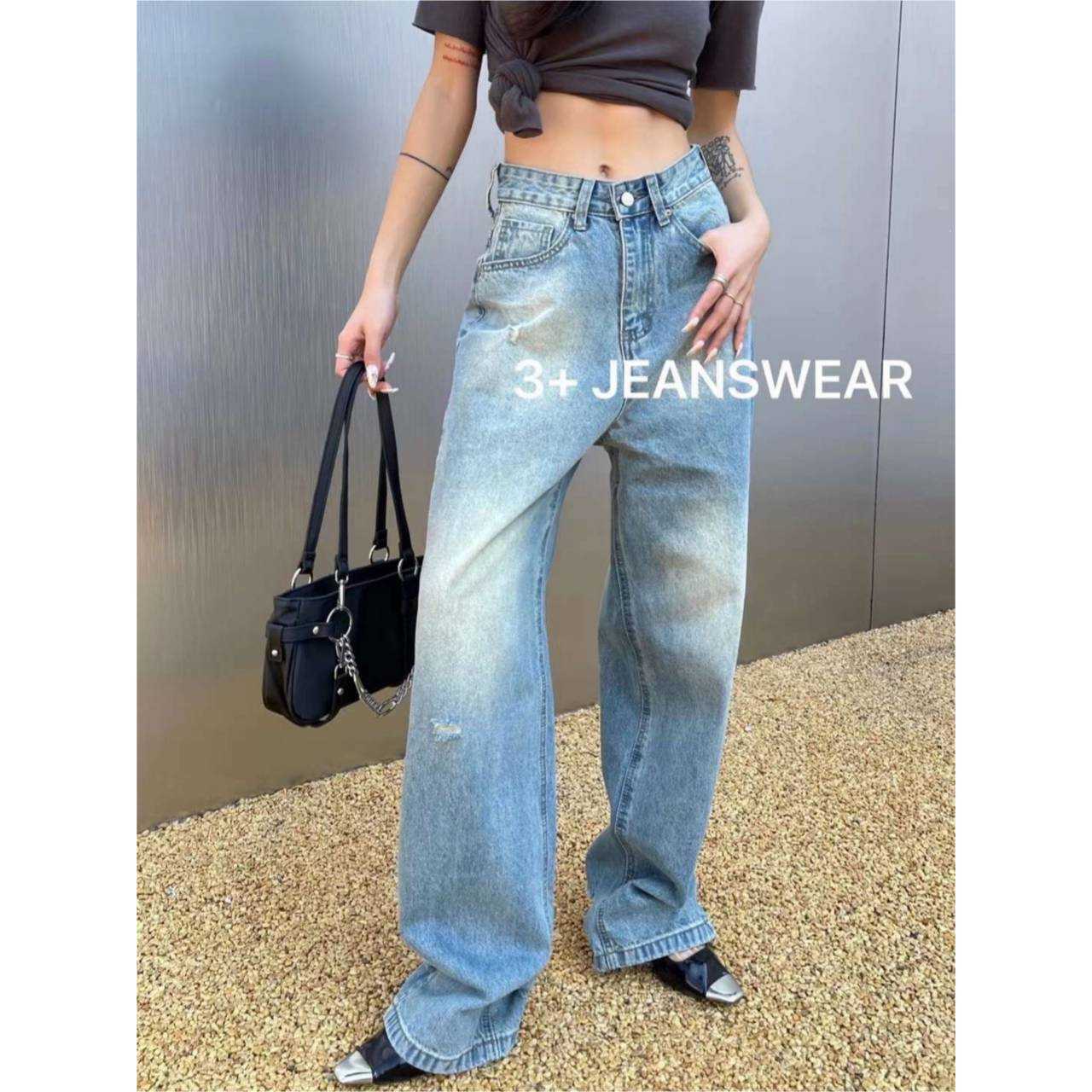STRAIGHT CUT BAGGY DENIM PANTS