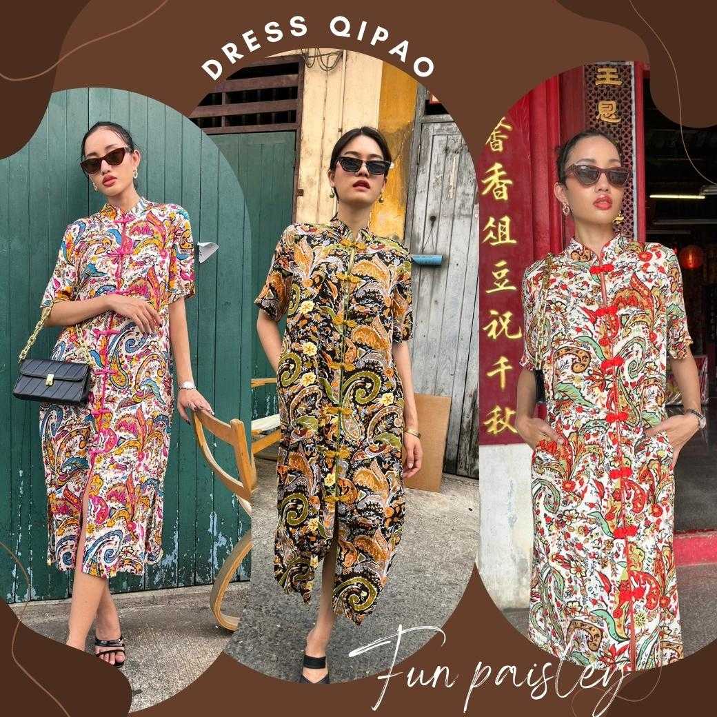 Dress qipao funpaisley