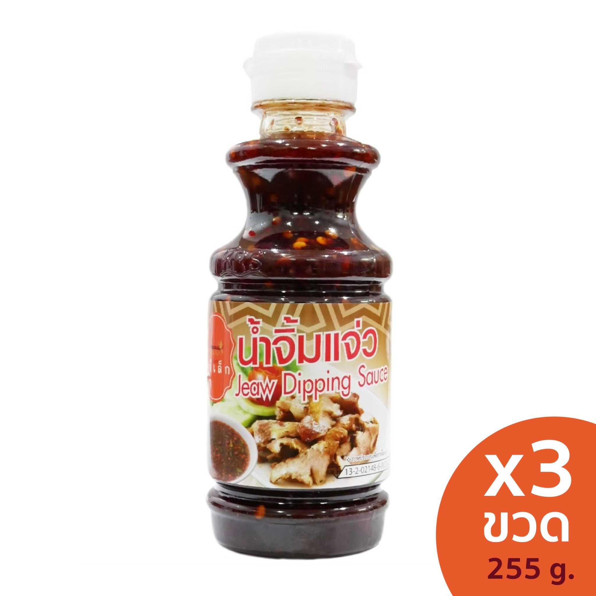 J-Lek (เจ๊เล็ก) น้ำจิ้มแจ่ว ขวดพลาสติก ขนาด 255 กรัม เเพ็ค 3 ขวด