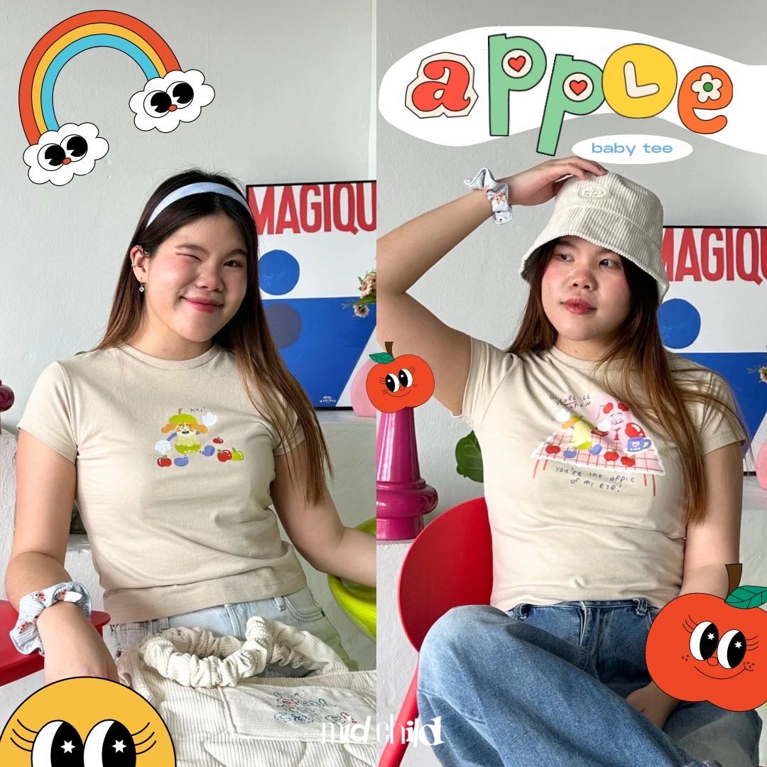 Red & Green Apple - เสื้อยืด Baby Tee