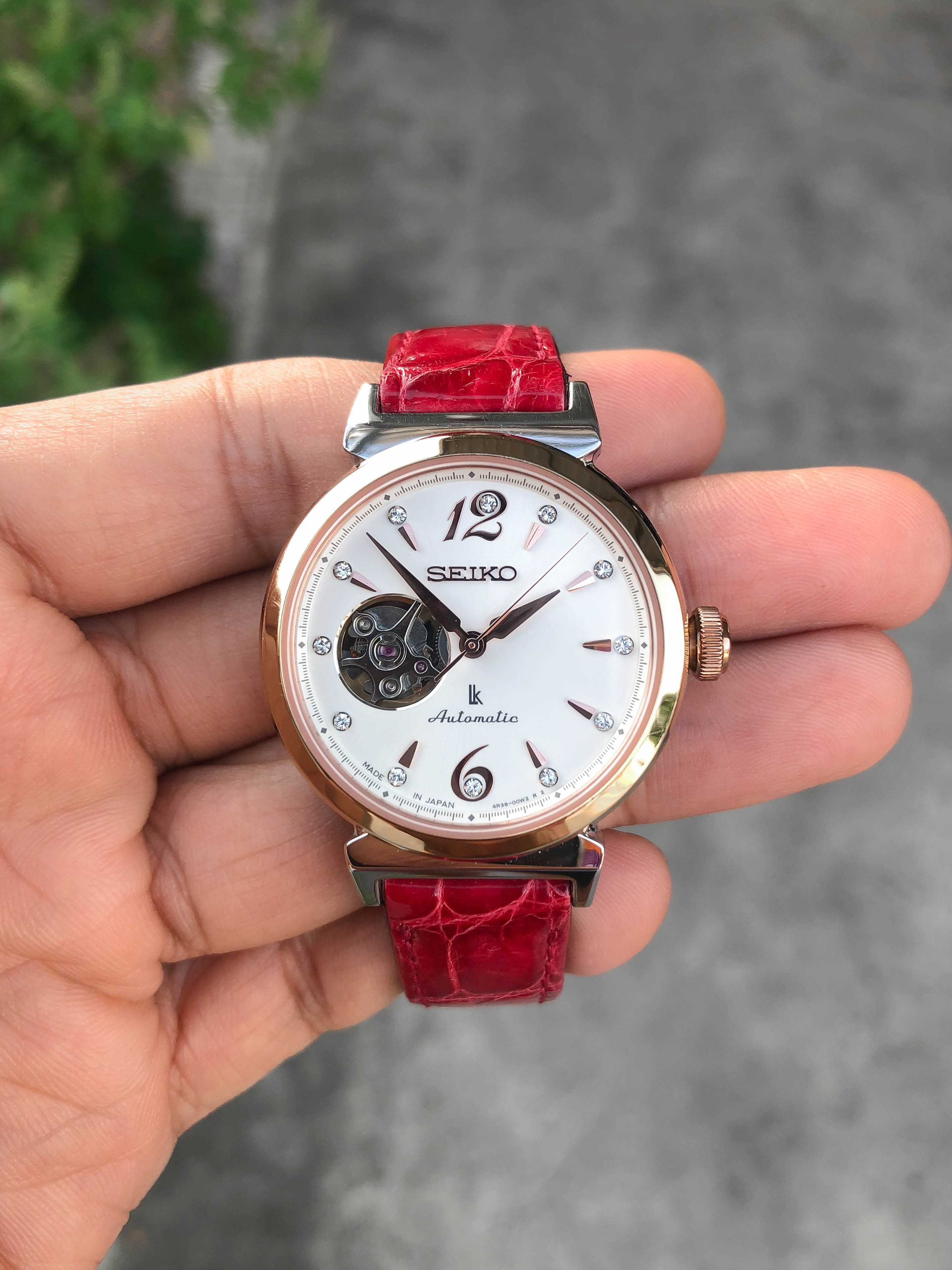 Seiko Lukia Swarovski Crystal Open Heart Automatic Boy Size