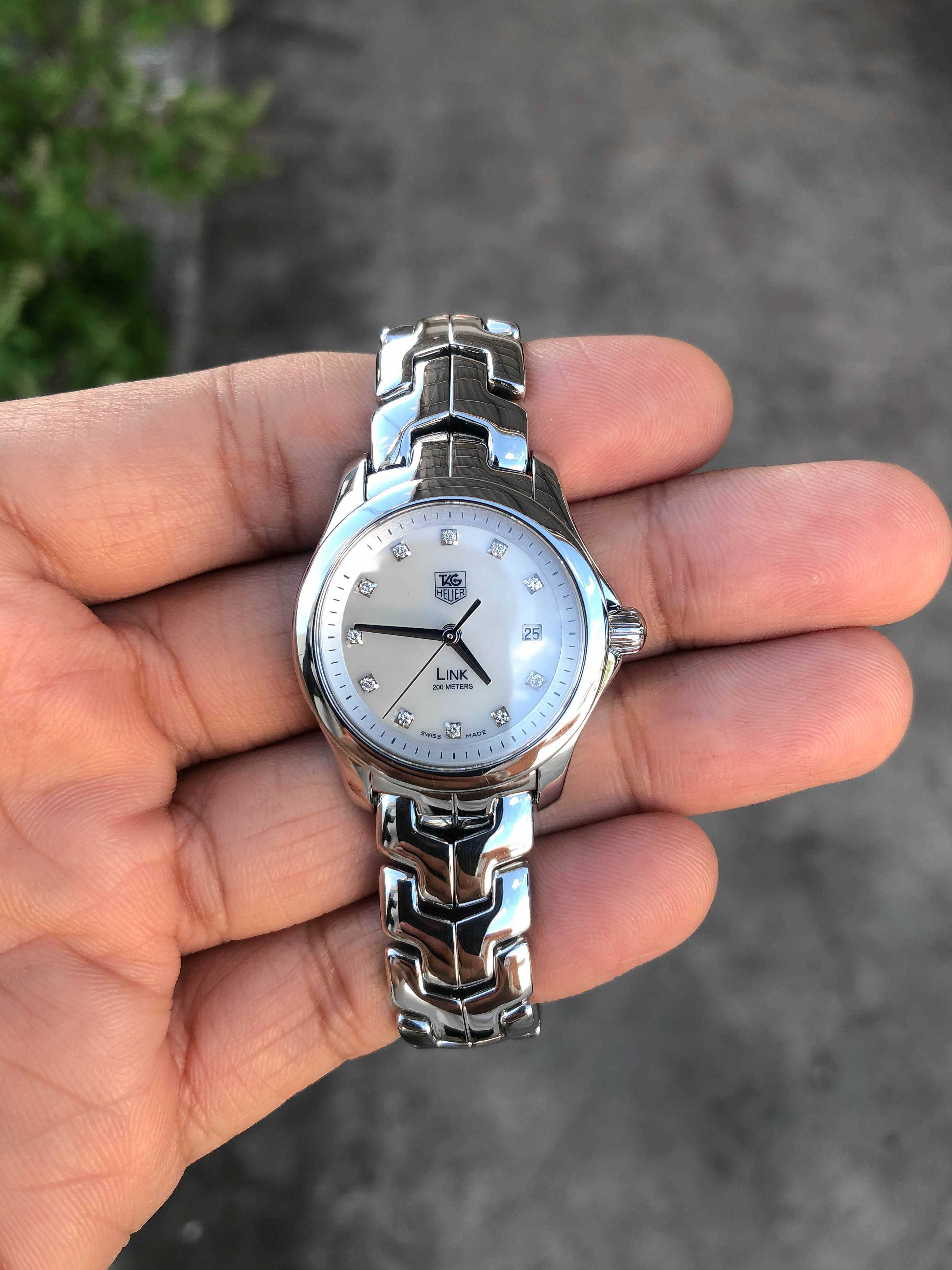 Tag Heuer Link G4 Diamond Lady Size Quartz หน้ามุกขาว หลักเพชร