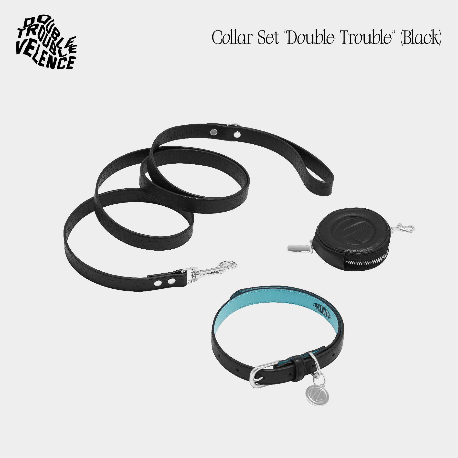 Black Collar Set (Extra large) `Double Trouble`