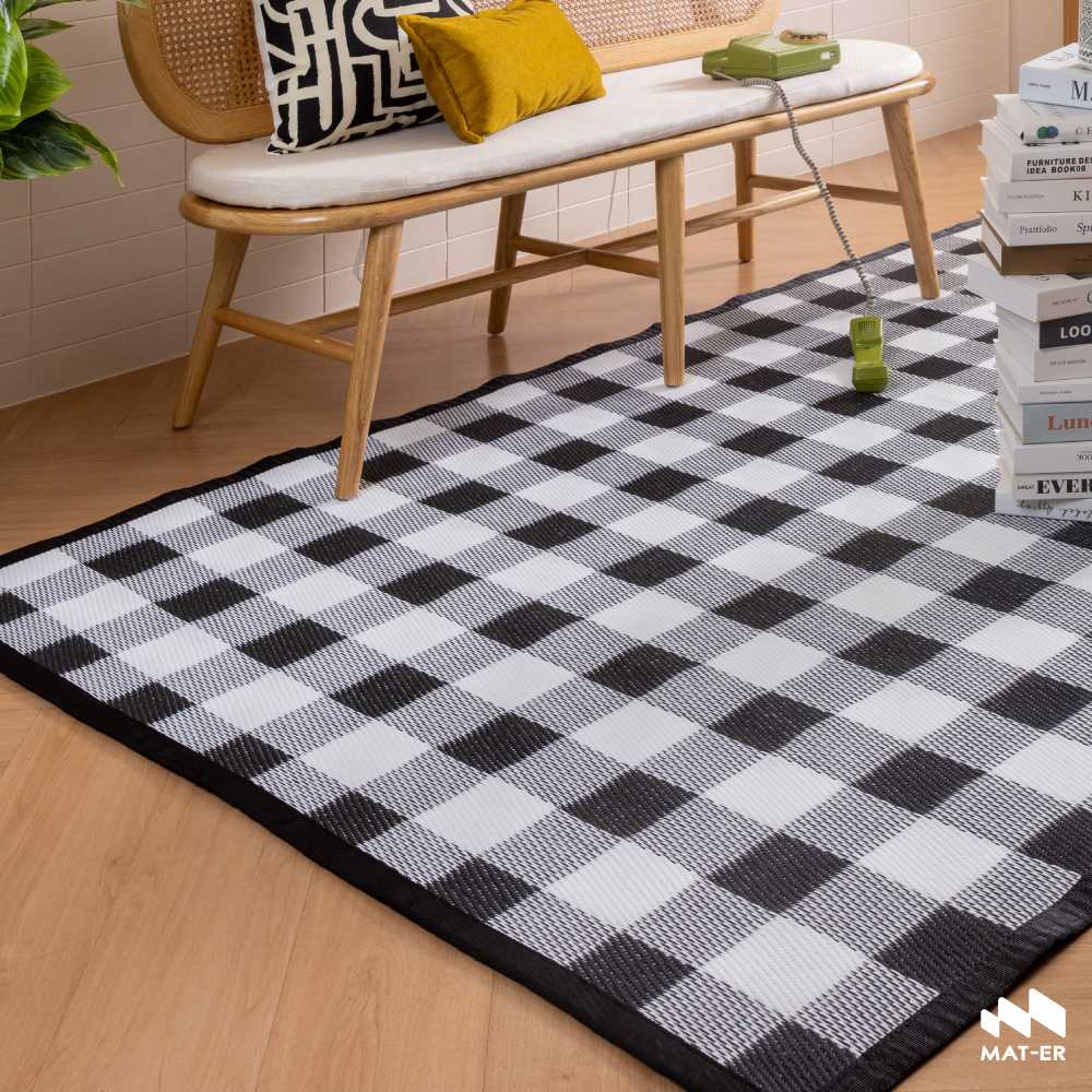 Mat-er เสื่อแทนพรม ลาย Gingham Black