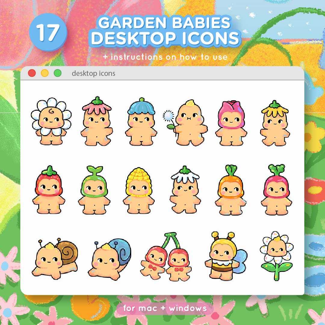 Desktop Icons - Garden Babies