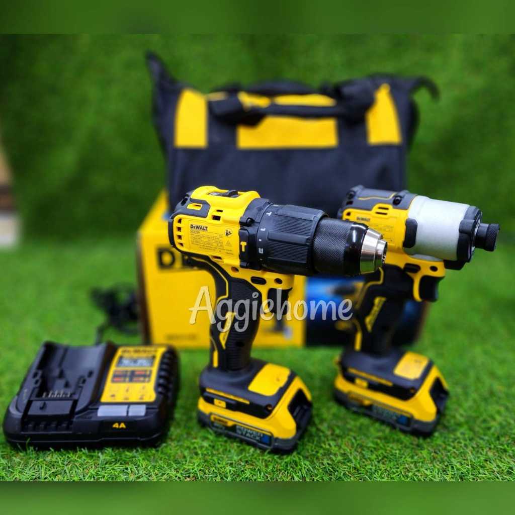DEWALT SET สว่านกระแทก + ไขควงกระแทก ไร้สาย 20V.รุ่น DCK2214E2 มอเตอร์ Brushless