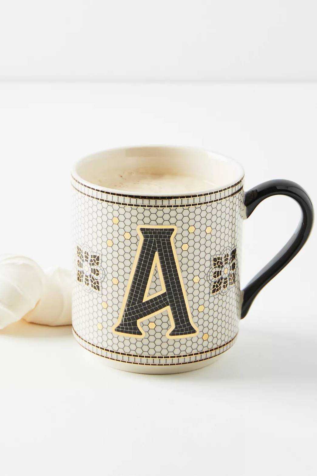 Bistro Tile Margot Monogram Mug แก้วตัวอักษร Anthropologie